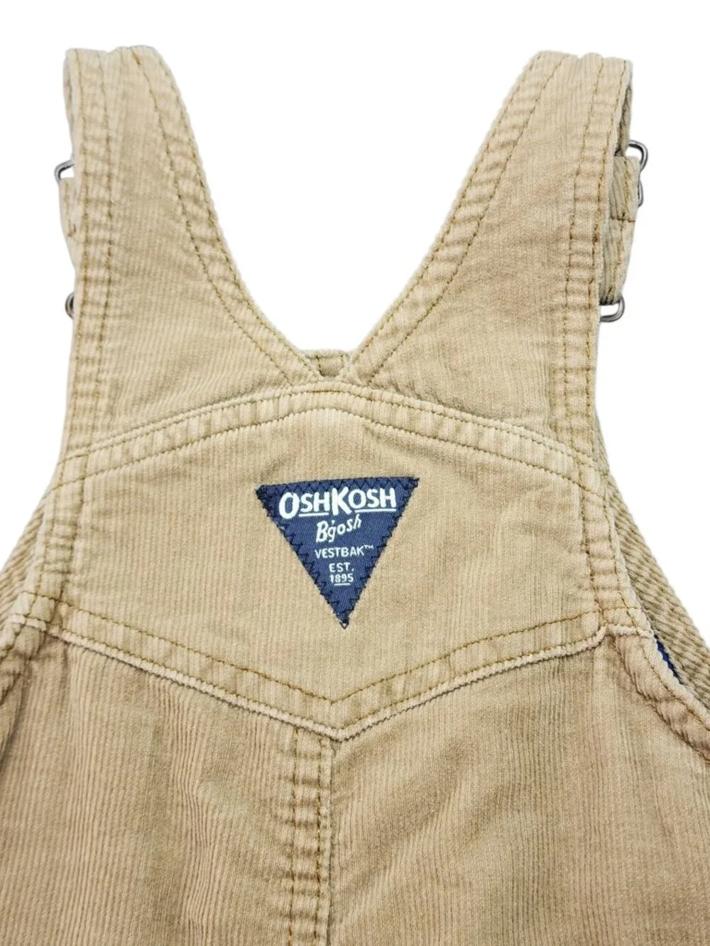 OshKosh B'Gosh Toddler Corduroy Overalls Size 18M Tan Plaid Lined Vestbak
